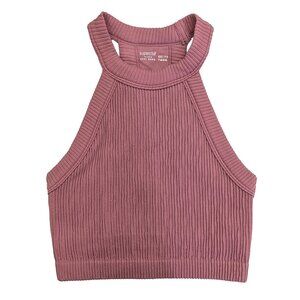 NWT Aerie Superchill Seamless High Neck Bra Top in Dusty Pink